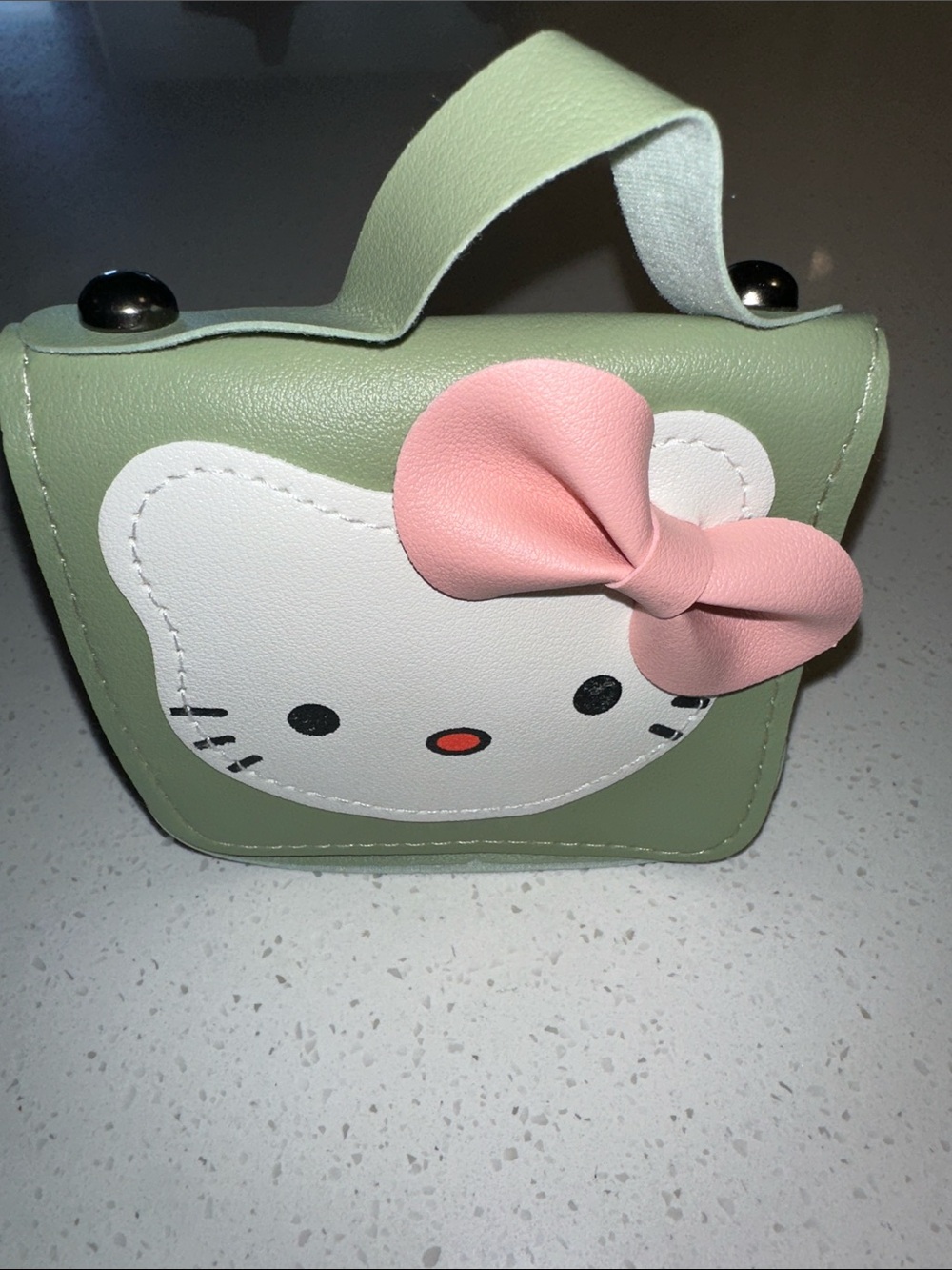 Hello Kitty Green Mini Handbag/Crossbody with Pink Bow Hello Kitty Face, NWT